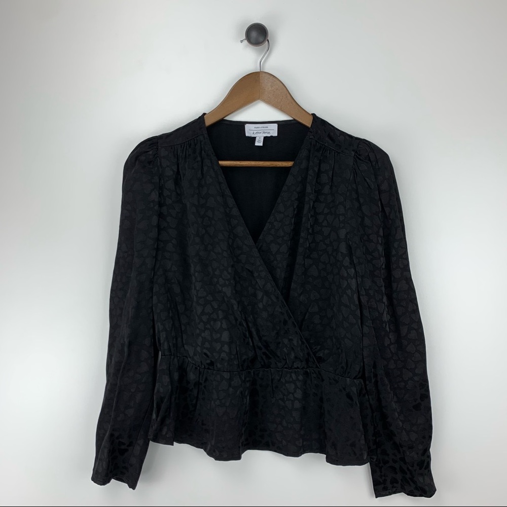 & Other Stories Black Long Sleeve Top Heart Print